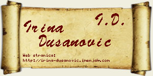 Irina Dušanović vizit kartica